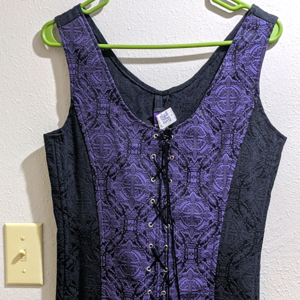 Gothic Corset Top Purple and Black Lace-up